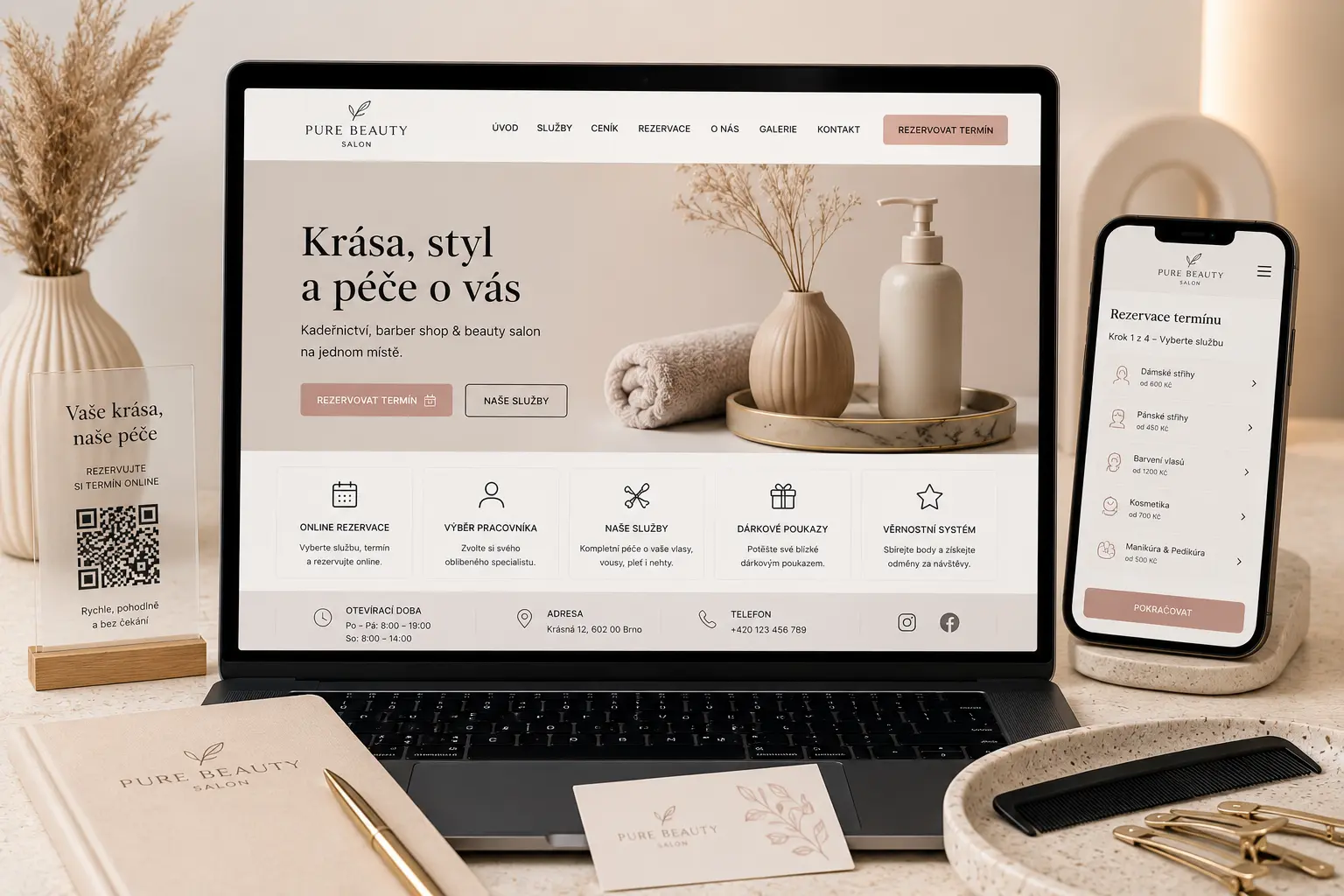 Ukázka beauty webu a systému pro salony