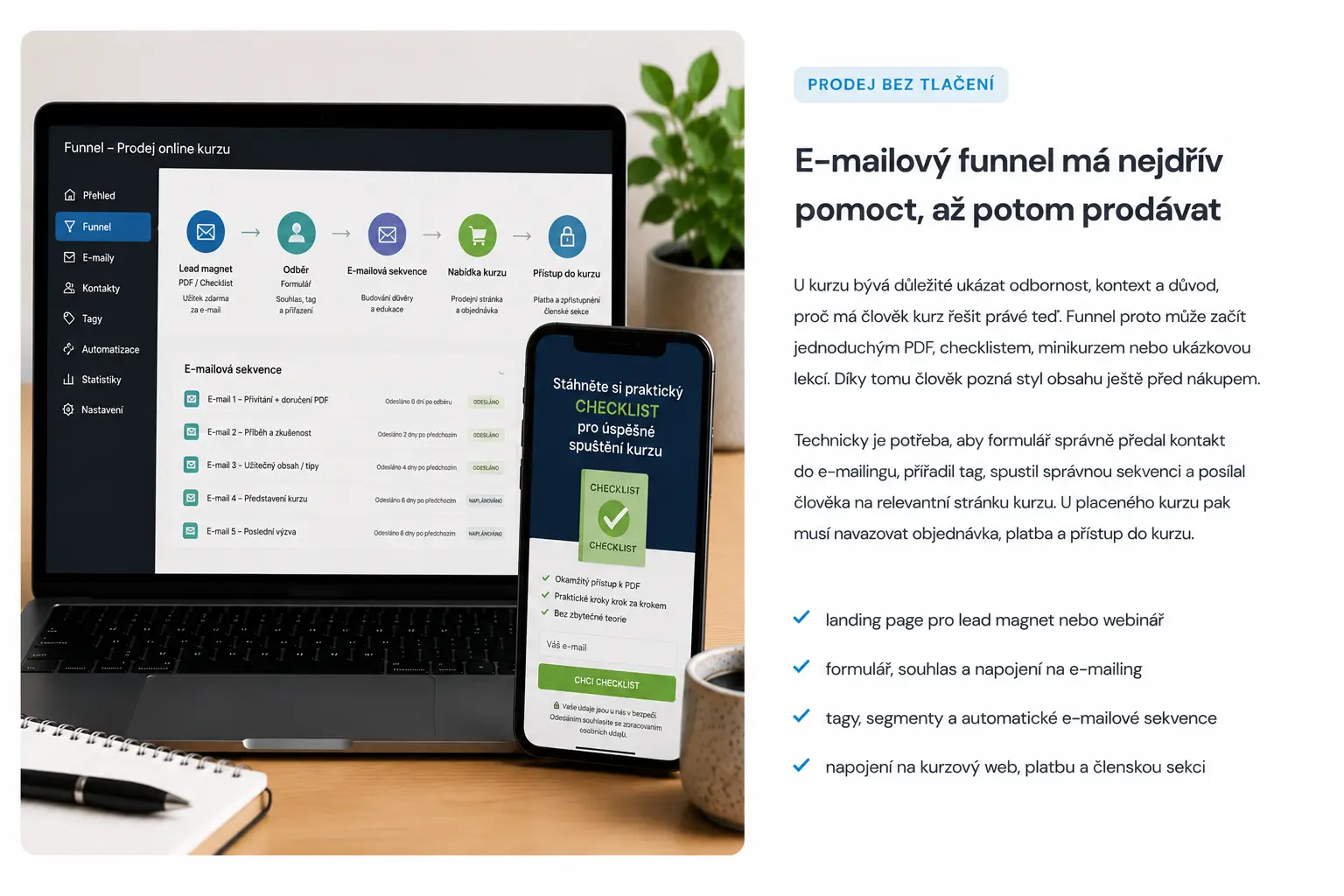 E-mailový funnel pro prodej kurzů