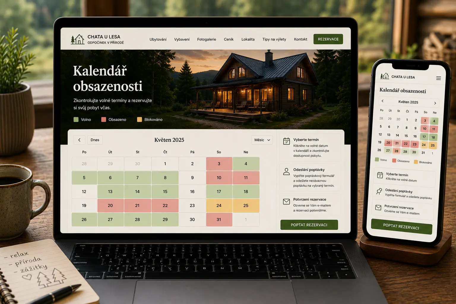 Kalendář obsazenosti pro ubytování