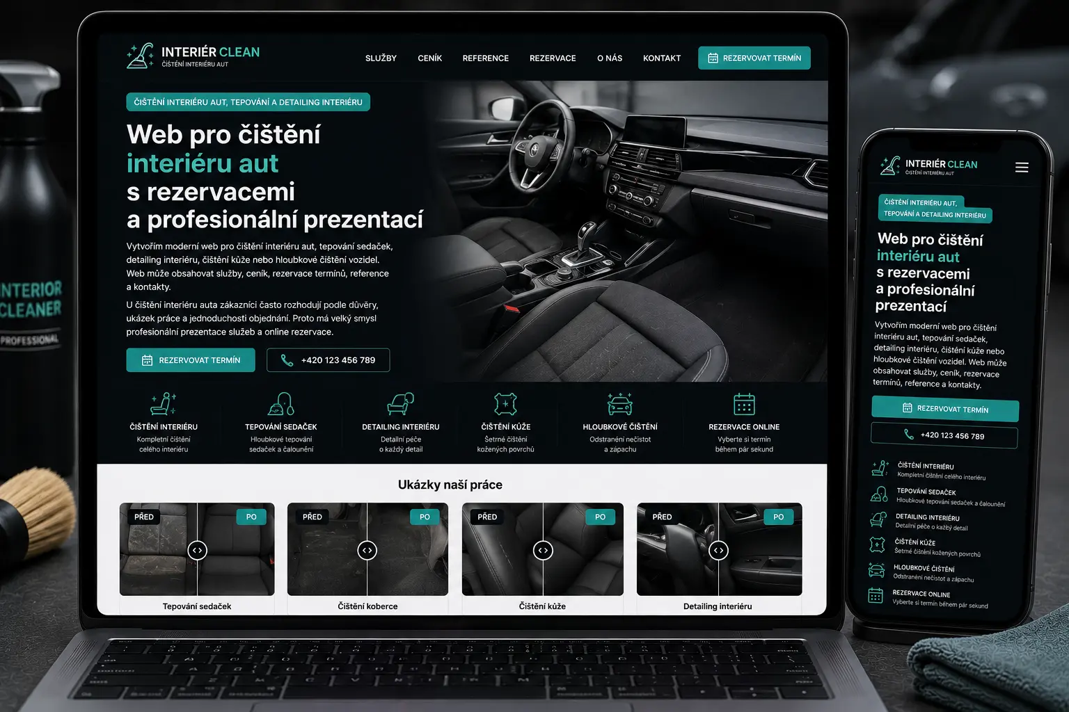 Web pro čištění interiéru aut