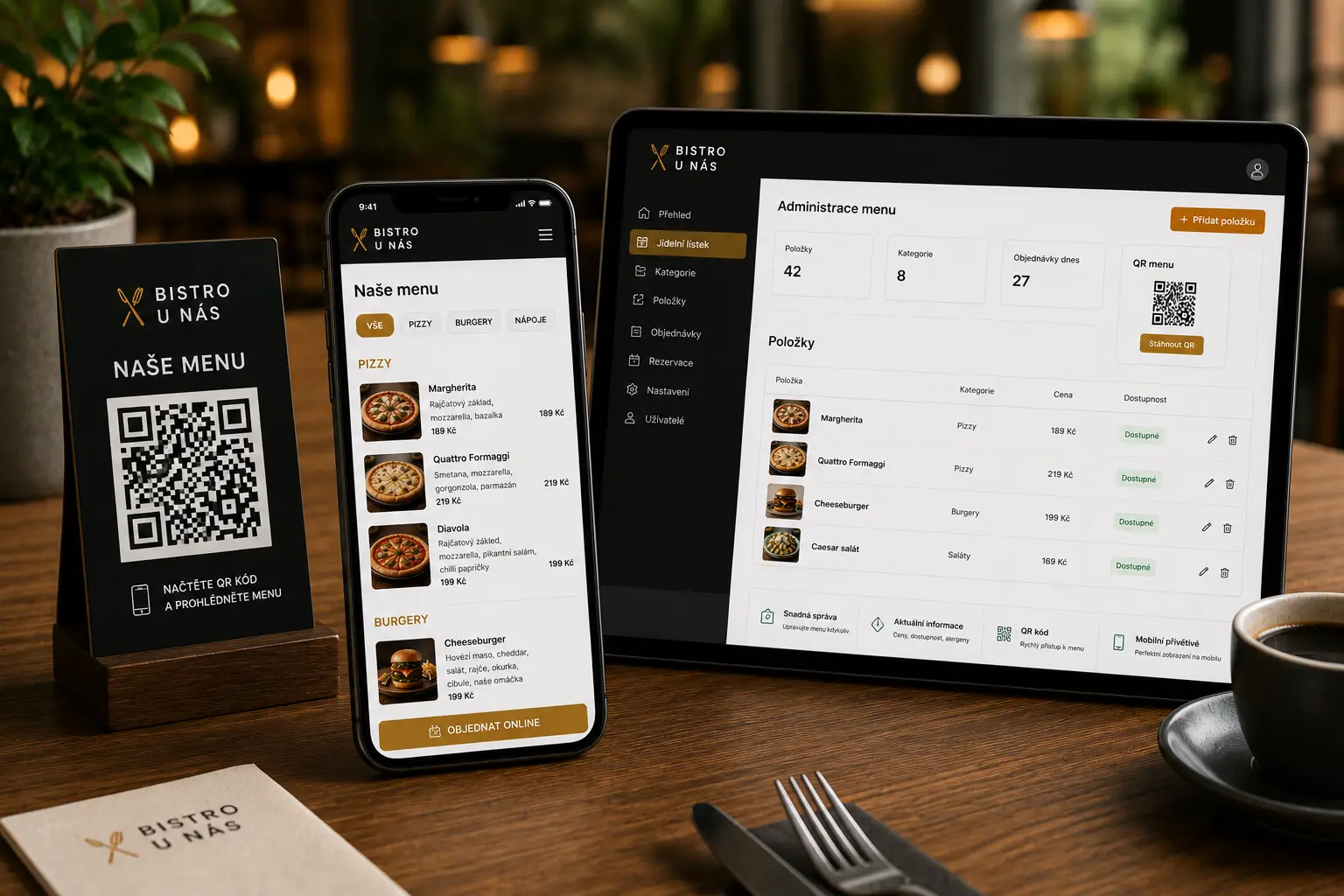 Ukázka QR menu pro restaurace