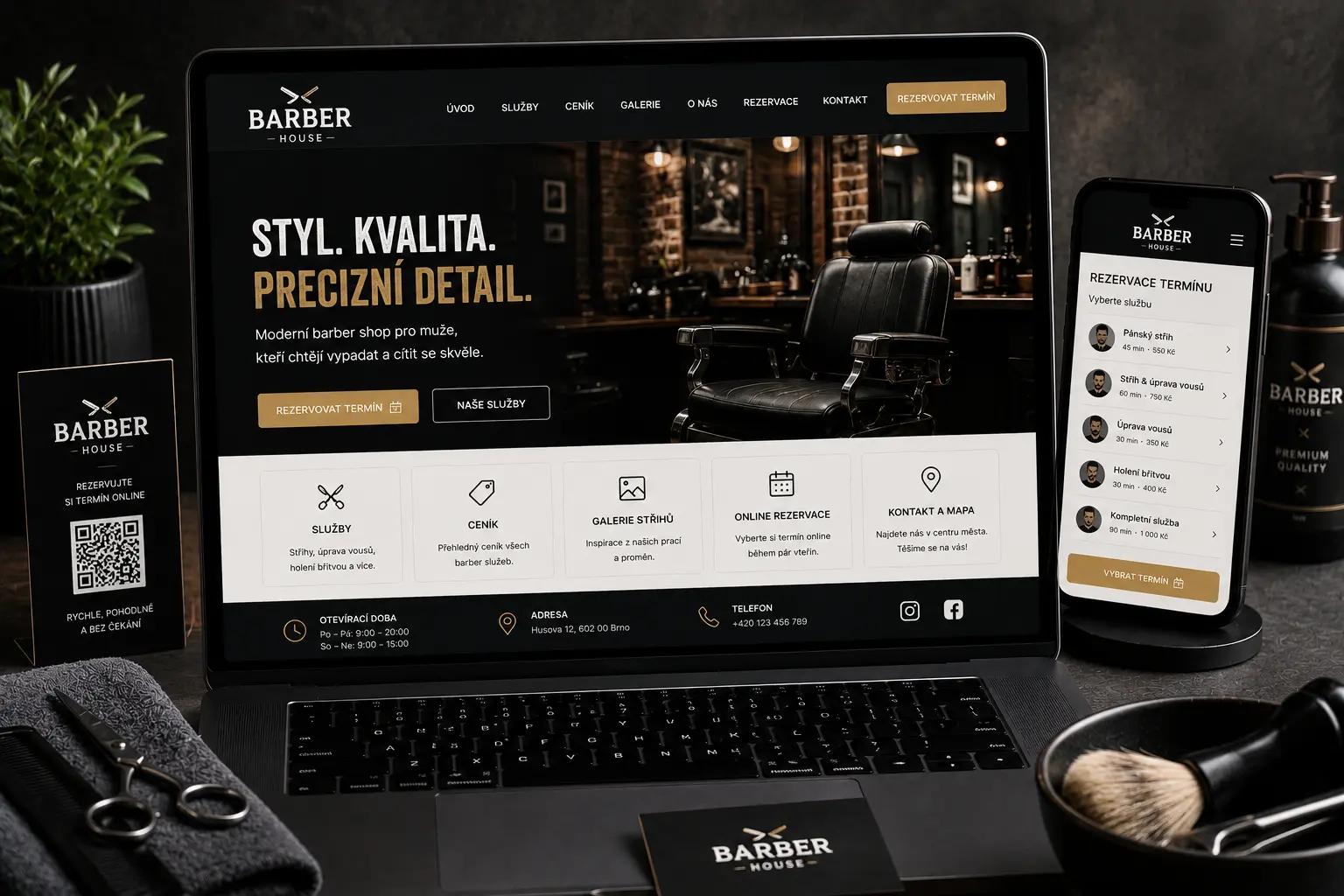 Ukázka webu pro barber shop