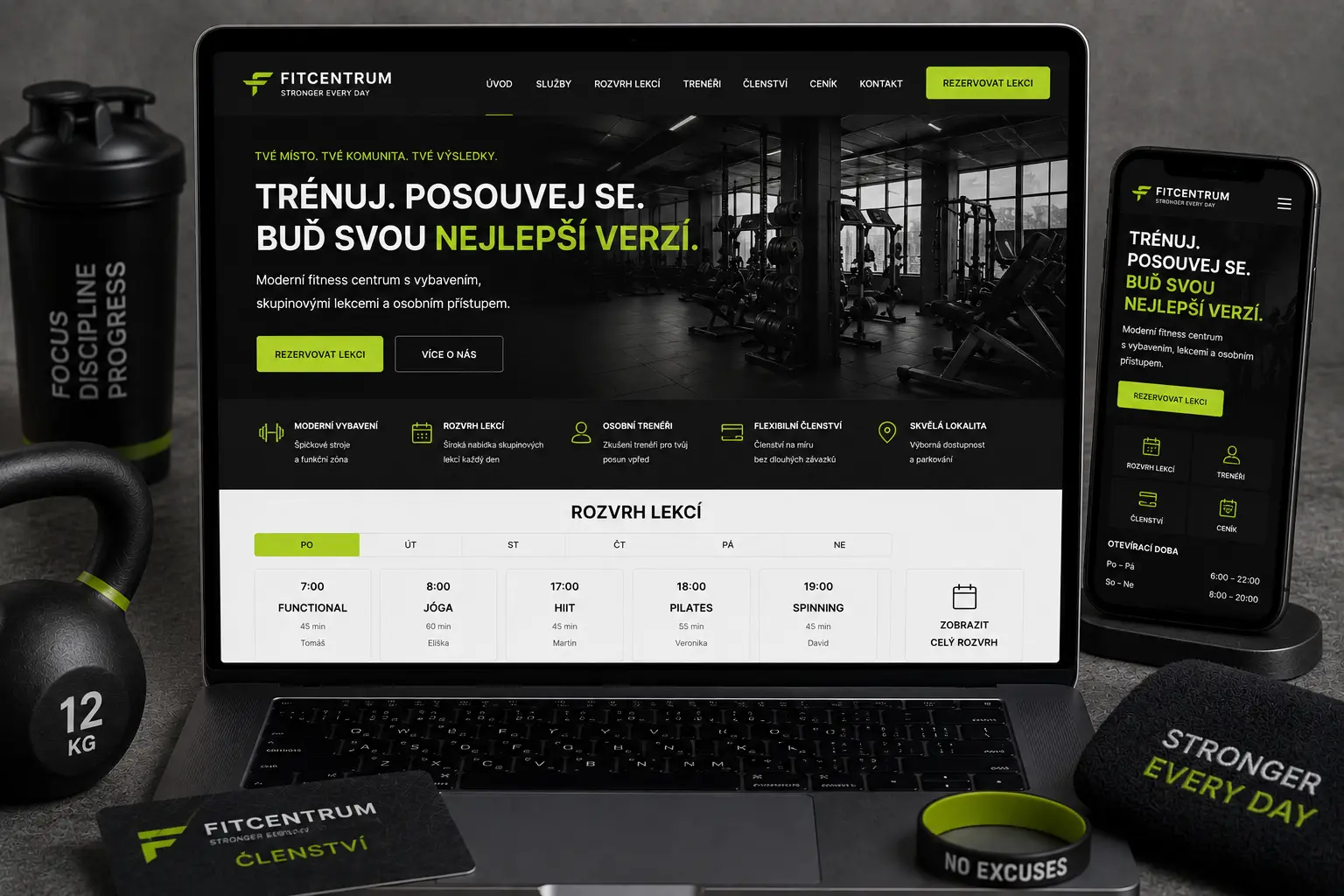 Web pro fitness centrum
