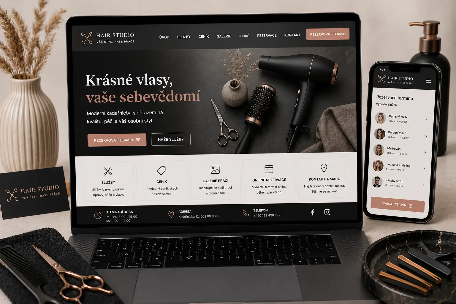 Ukázka webu pro kadeřnictví