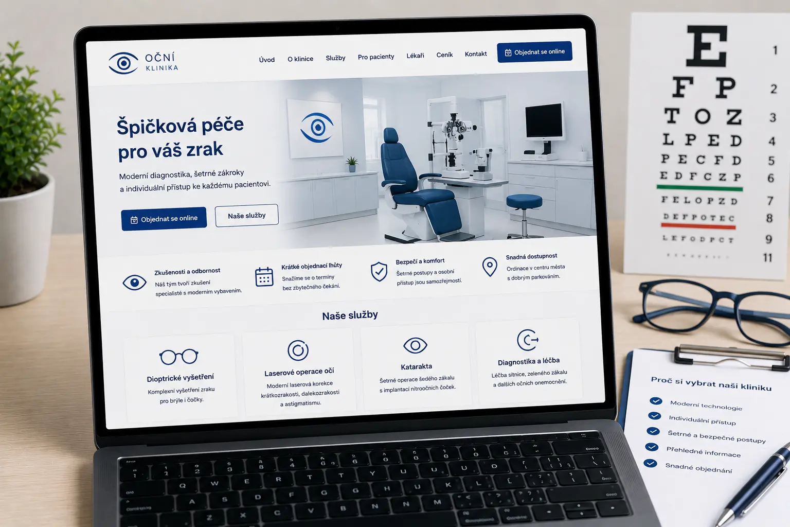 Web pro oční kliniku