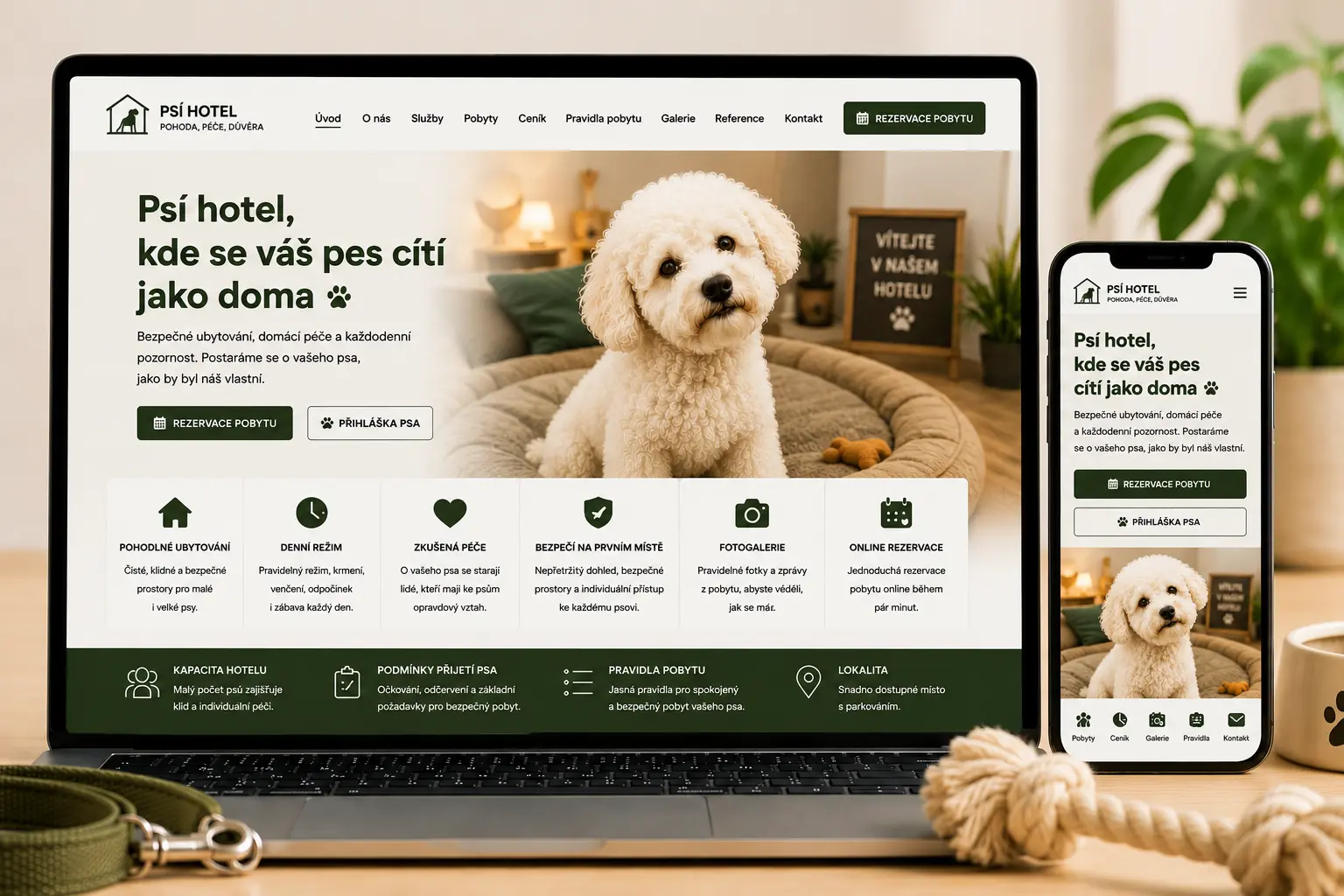 Ukázka webu pro psí hotel