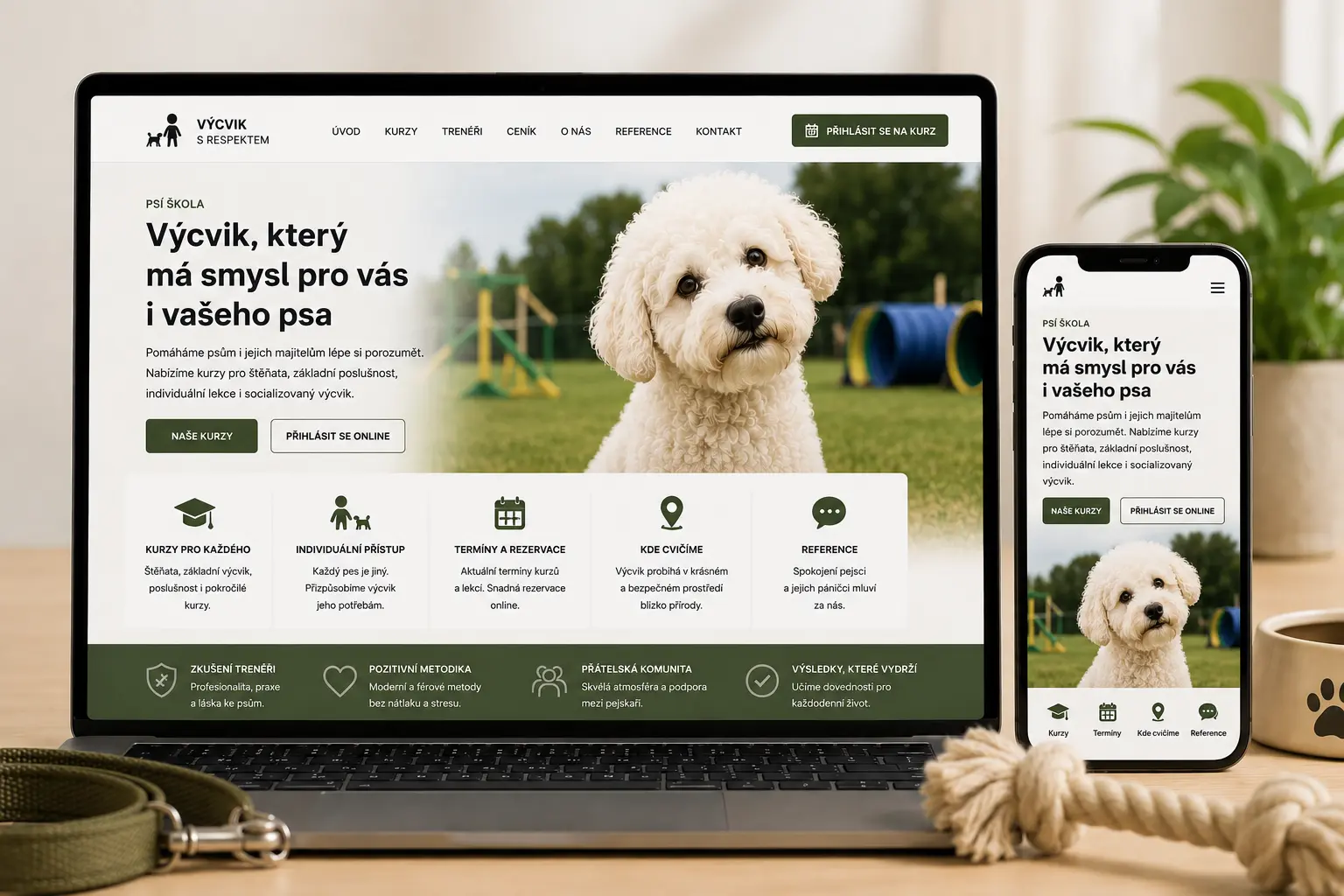 Ukázka webu pro psí školu