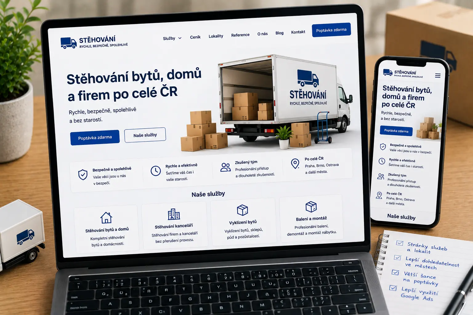Web pro stěhovací firmu