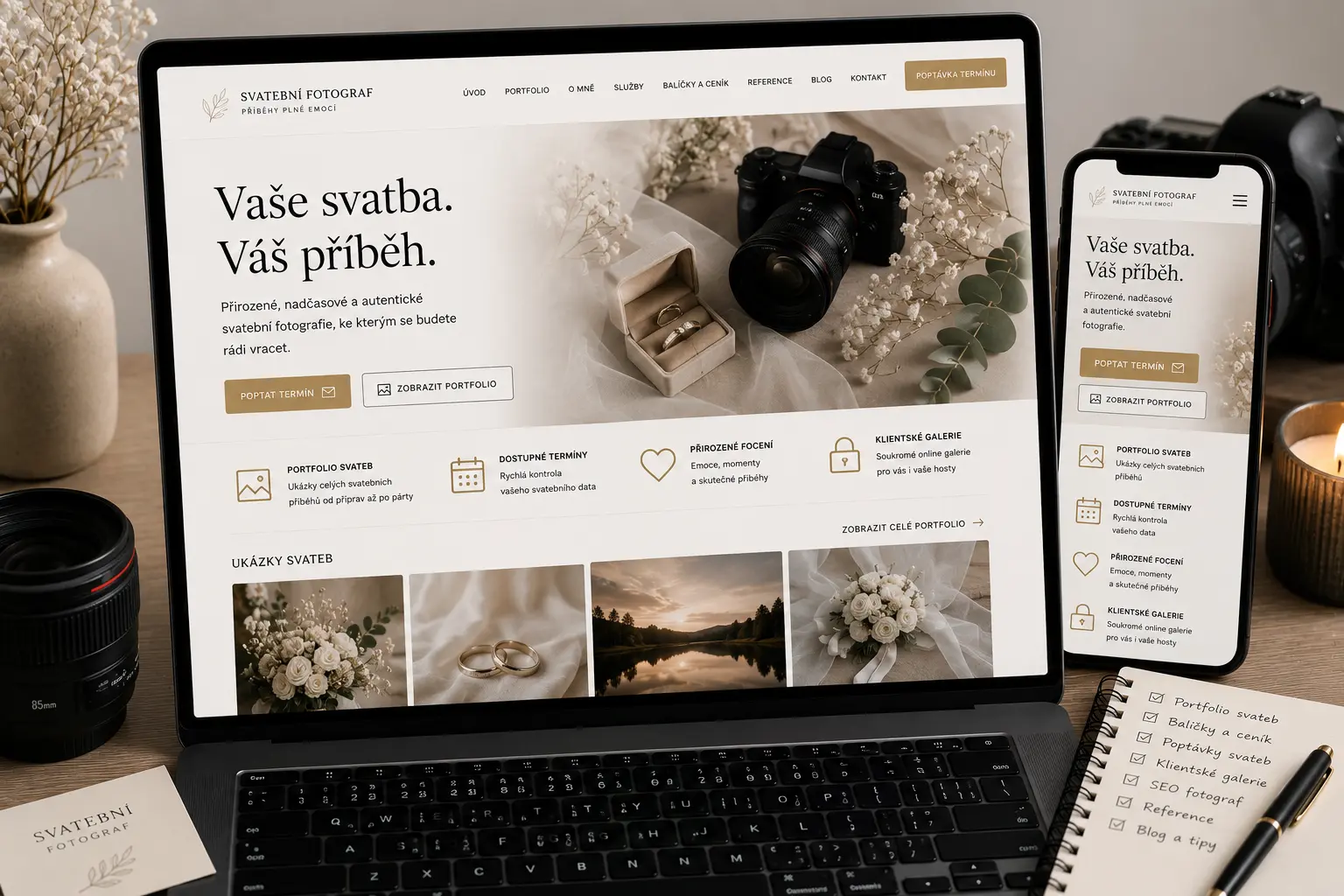 Ukázka webu pro svatebního fotografa