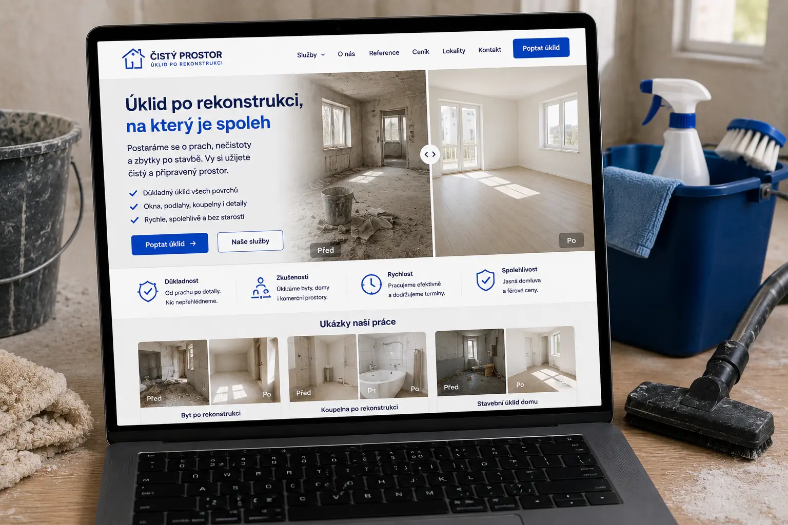 Web pro úklid po rekonstrukci