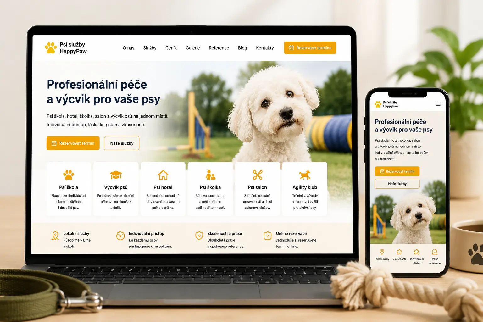 Ukázka webu a systému pro psí služby